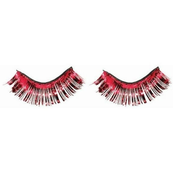 Women's Long Sexy Black and Red Sparkle Holographic False Costume Eyelashes