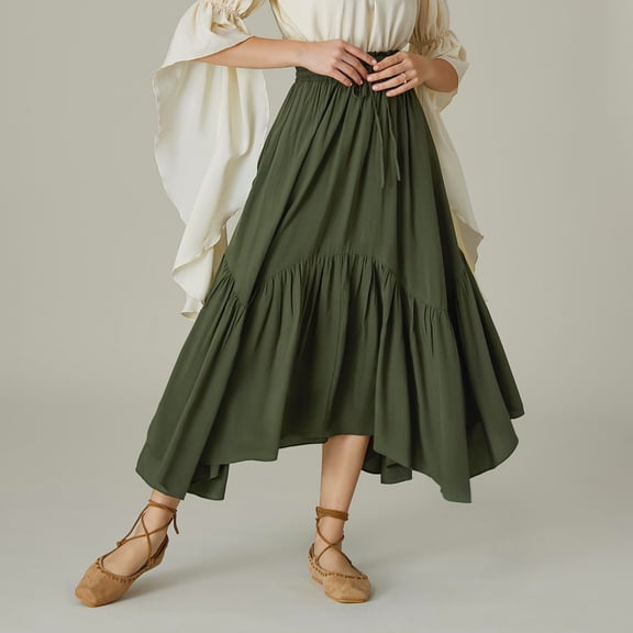 Women's Long Skirt Elastic High Waisted Skirt Irregular Long Skirt With Pockets Deep V Neck plus Size Dress Casual Fall Dresses for Women plus Party Dresses for Women 2 X Dresses Short Sleeve Long