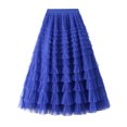thumbnail image 1 of Women's Long Skirt Multilayer Mesh Pleated High Waist High Stretch Elegant Solid Color Cake Skirt, 1 of 9