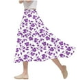thumbnail image 1 of Women's Long Skirts Flowy Summer Beach Pleated Elastic High Waisted Print Maxi Skirts E-Purple, 1 of 5