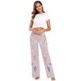 thumbnail image 1 of Women's Long Sleep Pants Home Pants Sleep Pants Wide-Leg Pants Design Elastic Fabric Casual Pants M Pink Background Love Heart, 1 of 7