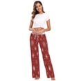 thumbnail image 1 of Women's Long Sleep Pants Home Pants Sleep Pants Wide-Leg Pants Design Elastic Fabric Casual Pants M White Snowflakes and Stars, 1 of 7