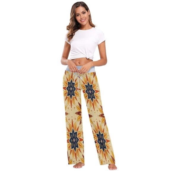 Women's Long Sleep Pants Home Pants Sleep Pants Wide-Leg Pants Design Elastic Fabric Casual Pants S Sunstar