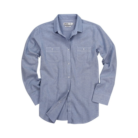 urban boundaries women's long sleeve 100% cotton brushed chambray shirt (light blue, x-large)
