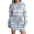 thumbnail image 1 of Women's Long Sleeve 2 Piece Knit Outfits Cloud Print Crop Top Mini Skirt Set Bodycon Sweater Dress Fall Clothes Set, 1 of 4