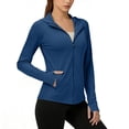 thumbnail image 1 of Women's Long Sleeve Active Tops Zip Up Athletic Running Jacket Slim Fit Quick Dry Performance Workout Hoodie with Thumb Holes Lightweight Solid Curved Hem Tops, 1 of 6