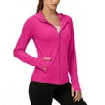 thumbnail image 1 of Women's Long Sleeve Active Tops Zip Up Athletic Running Jacket Slim Fit Quick Dry Performance Workout Hoodie with Thumb Holes Lightweight Solid Curved Hem Tops, 1 of 6