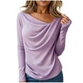thumbnail image 1 of Women's Long Sleeve Asymmetrical Neck Ribbed Tops 2026 Spring Fashion Dressy Shirt Going Out Top, 1 of 6