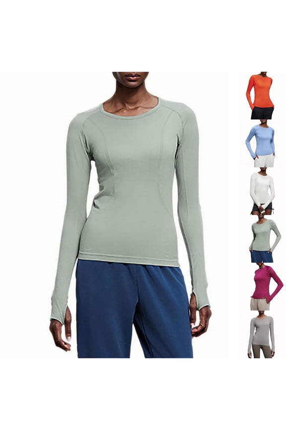 Women's Long Sleeve Athletic Top Shirts T-Shirts Crewneck Slim Fit Solid Color Soft Stretch Workout Yoga Running Gym Fitness Casual Daily Wear | CSEONE,Orange L