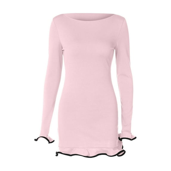 Women's Long Sleeve Autumn Dress Round Neck Knitted Mini Skirt Winter Sweater Slim Casual Dress Knit Dress Loose Dress Drawstring Waist Dress Dress for Summer Dresses for Casual Women Casual Summer