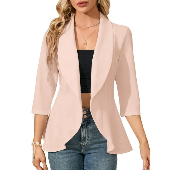 Women's Long Sleeve Blazer Solid Color Business Jacket Blazer Notched Collar Slim Oversized Office Coat