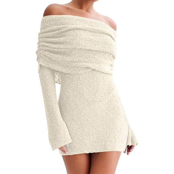 Women's Long Sleeve Bodycon Mini Dress Mesh Ruched Formal Wedding Guest Cocktail Dresses Beige M