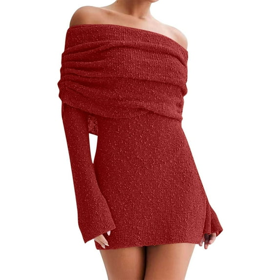 Women's Long Sleeve Bodycon Mini Dress Mesh Ruched Formal Wedding Guest Cocktail Dresses Red XL
