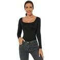 thumbnail image 1 of Women's Long Sleeve Bodysuit Double Lined Body Suits Women Sexy Tops, 1 of 9