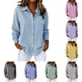 thumbnail image 1 of Women's Long Sleeve Button Up Collar Shirt Tops Blouses Tunics Solid Color Professional Work Office Business Casual Daily Wear Fashion Essential Gift for Women | CSEONE,Sky Blue L, 1 of 8