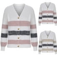 thumbnail image 1 of Women's Long Sleeve Button Down Color Block Knit Sweater Cardigan Blouse Tops for Women Crewneck Loose Fit Casual Solid Color Soft Warm Winter Fall Fashion Essential Gift for Ladies, 1 of 6