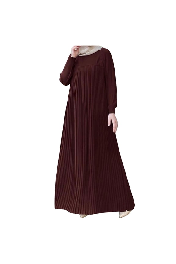 Women's Long Sleeve Button Down Abaya Casual Dress Dubai Outfits