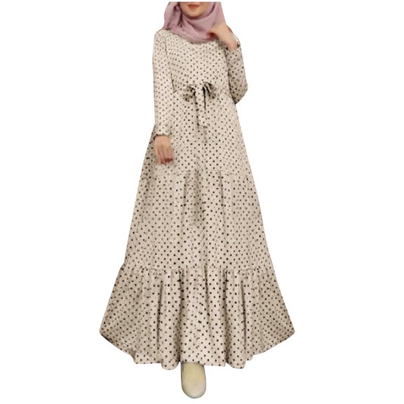 Women's Long Sleeve Button Down Abaya Casual Dress Dubai Outfits