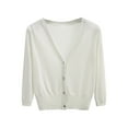 thumbnail image 1 of Women's Long Sleeve Button Down Cardigan Lightweight V Neck Casual Cropped Cardigans Sweater Tops M-3XL, 1 of 4