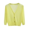 thumbnail image 1 of Women's Long Sleeve Button Down Cardigan Lightweight V Neck Casual Cropped Cardigans Sweater Tops M-3XL, 1 of 4