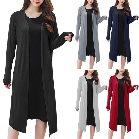 Women's Long Sleeve Button Down Cardigan Shirt Blouse for Women Loose Fit Casual Open Front Lightweight Layering Piece for Fall | CSEONE,Navy XL