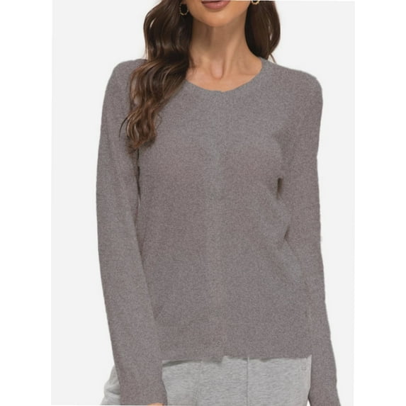 Women's Long Sleeve Button Down Crew Neck Classic Sweater Cardigan