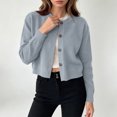 thumbnail image 1 of Women's Long Sleeve Button Down Cropped Knit Cardigan,Casual Short Sweater Jacket, 1 of 6