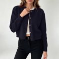 thumbnail image 1 of Women's Long Sleeve Button Down Cropped Knit Cardigan,Casual Short Sweater Jacket, 1 of 6