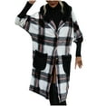 thumbnail image 1 of Women's Long Sleeve Button Down Fleece Fuzzy Hooded Coat Jacket Winter Warm Longline Outerwear for Women with Pockets, 1 of 7