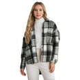 thumbnail image 1 of Women's Long Sleeve Button Down Plaid Flannel Shacket Fall Jacket, 1 of 6