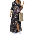 thumbnail image 1 of Women's Long Sleeve Button Down Shirt Dress Spring Casual Maxi Dresses Loose Fit Blouse Dress with Pockets, 1 of 6