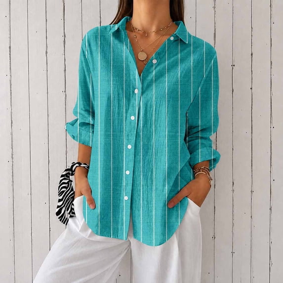 Women's Long Sleeve Button Down Shirt Printed Casual Blouse