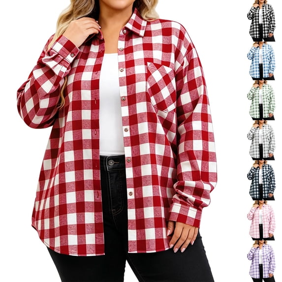 Women's Long Sleeve Button Down Shirts Plus Size Solid Color Blouse Tops Oversized Workout Casual Jackets Shirts for Women