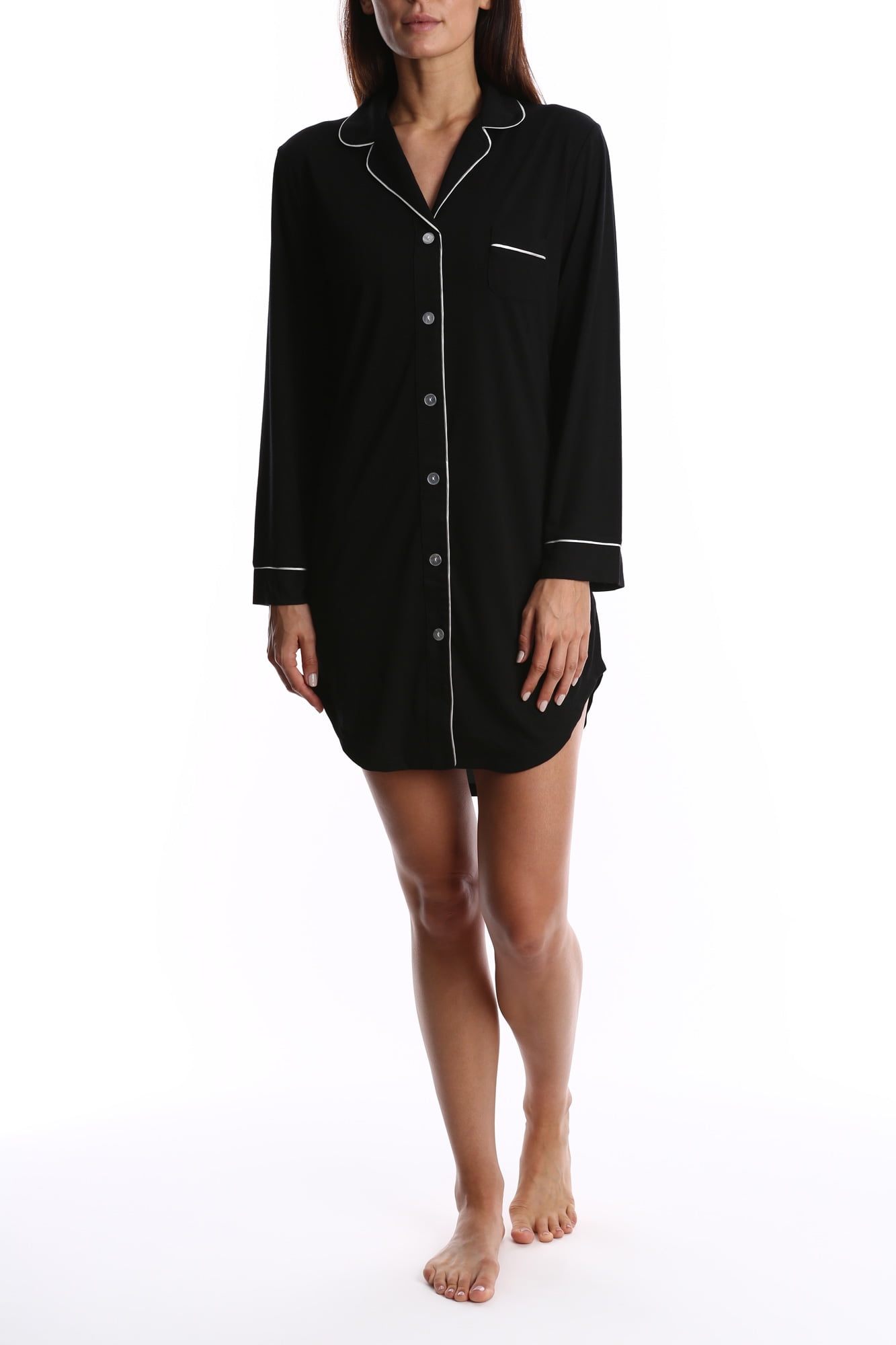 Long sleeve button down sleep shirt shop
