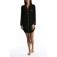thumbnail image 1 of Women's Long Sleeve Button Down Sleep Shirt Nightgown - Black - Medium, 1 of 3