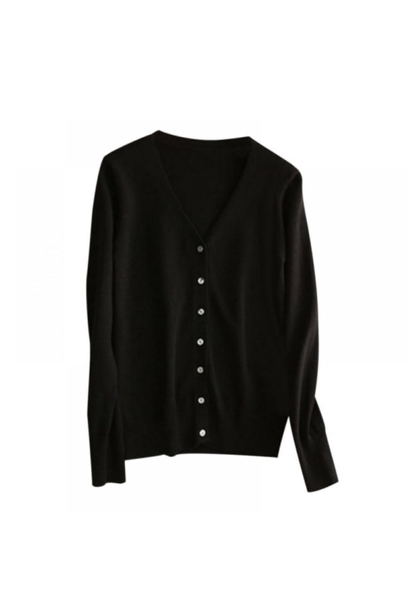 Women's Long Sleeve Button Down V Neck Classic Sweater Knit Cardigan