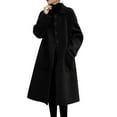 thumbnail image 1 of Women's Long Sleeve Button Down Wool Blends Thin Jacket Coat Slim Fit Warm Solid Long Overcoat With Pockets winter clothing for women, 1 of 5