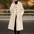 thumbnail image 1 of Women's Long Sleeve Button Down Wool Blends Thin Jacket Coat Slim Fit Warm Solid Long Overcoat With Pockets Lady Wool Winter Jacket Womens Wool Blend Quarter Winter Jackets Wool Womens 1 4 Winter, 1 of 4