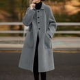 thumbnail image 1 of Women's Long Sleeve Button Down Wool Blends Thin Jacket Coat Slim Fit Warm Solid Long Overcoat With Pockets Lady Wool Winter Jacket Womens Wool Blend Quarter Winter Jackets Wool Womens 1 4 Winter, 1 of 5