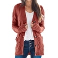thumbnail image 1 of Women's Long Sleeve Cable Knit Cardigan Open Front Button Down Knitwear Sweater Coat, 1 of 4