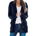 thumbnail image 1 of Women's Long Sleeve Cable Knit Cardigan Open Front Button Down Knitwear Sweater Coat, 1 of 3
