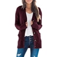 thumbnail image 1 of Women's Long Sleeve Cable Knit Sweater Button Front Cardigan Loose Coat, 1 of 13