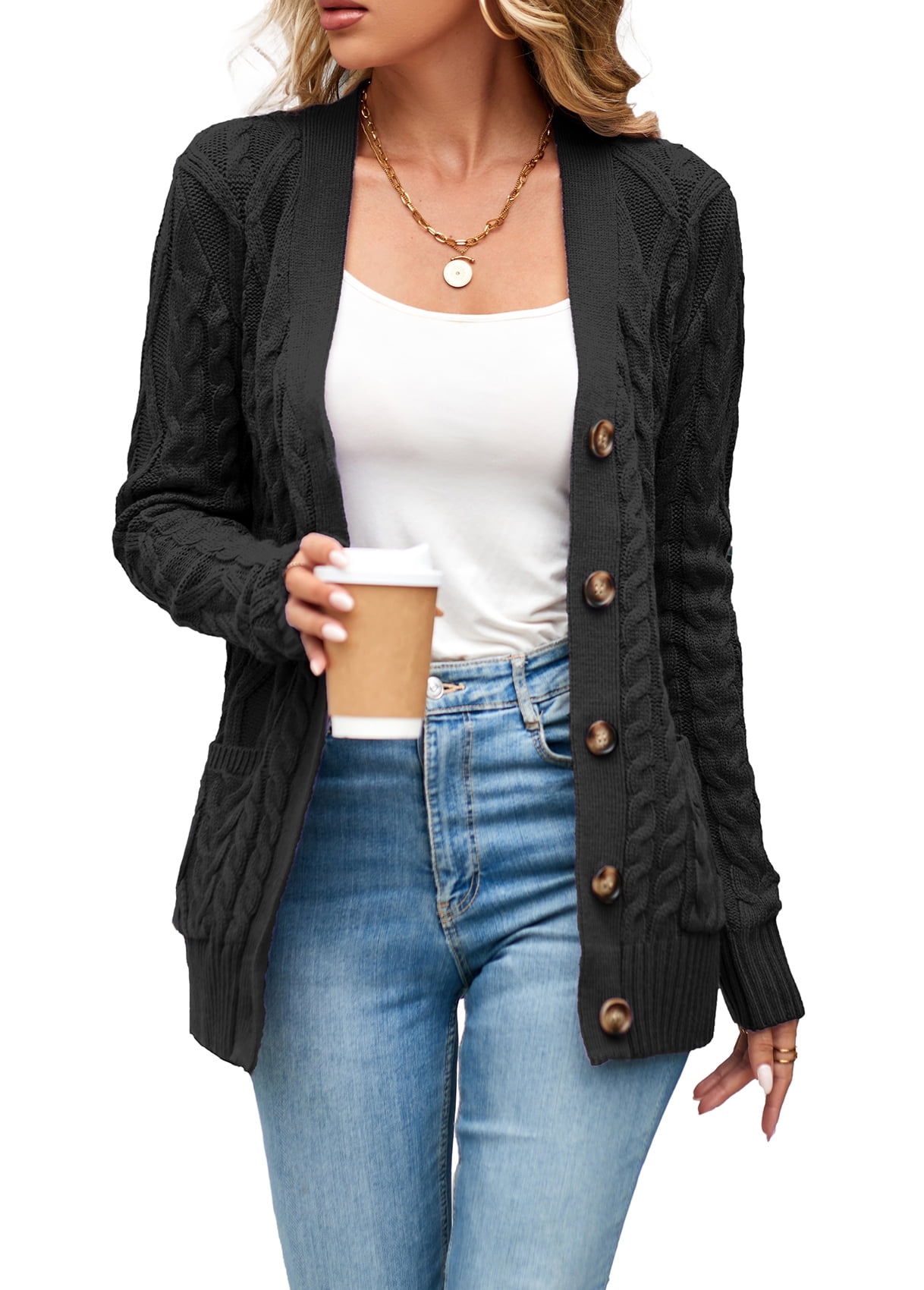 Ladies Plain Long Sleeve Knit Sweater main image 1