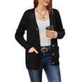 thumbnail image 1 of Women's Long Sleeve Cable Knit Sweater Open Front Cardigan Button Loose Outerwear, 1 of 6