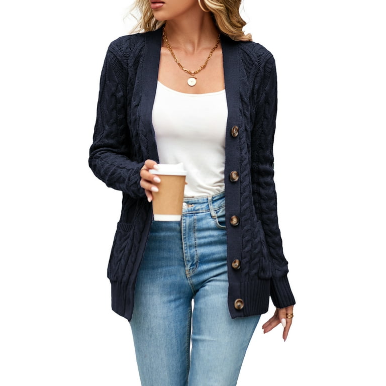 Navy cable knit cardigan womens online