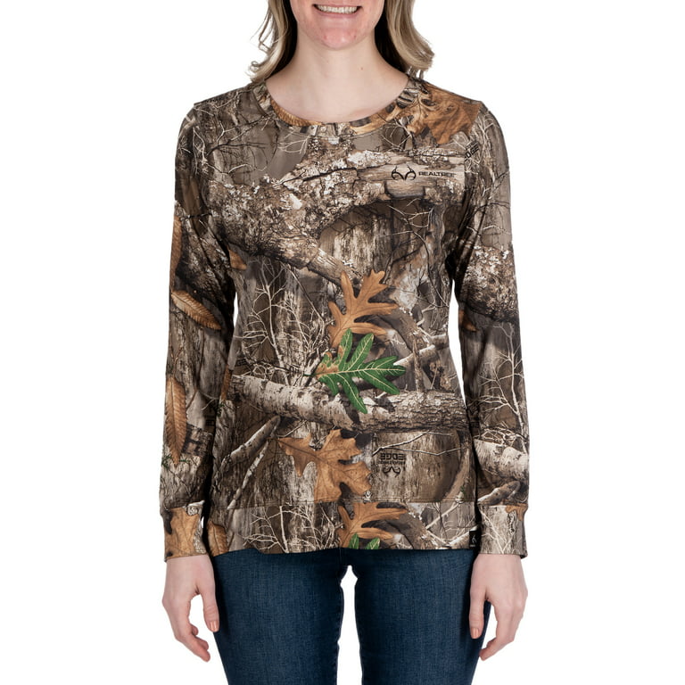 Women's Long Sleeve Camo Tee Hunting Performance Shirt by Realtree, Sizes  S-2XL