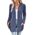 Women's Long Sleeve Cardigan Ribbed Knit Sweater Solid Color Open Front