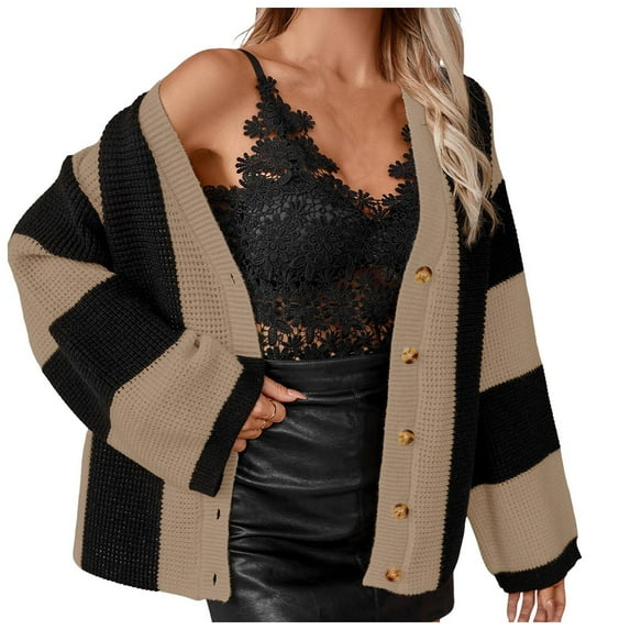 Women's Long Sleeve Cardigan Sweaters Button Down Knit 2024 Fall Outwear