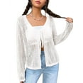thumbnail image 1 of Women's Long Sleeve Cardigan Tie Front V Neck Crochet Lightweight Shrug Sweaters for Dresses Knit Top, 1 of 6