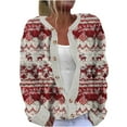 thumbnail image 1 of Women's Long Sleeve Cardigan V Neck Hollow Out Casual Jacket Coat - Lightweight Open Front Knit for Home or Office Layering, 1 of 3
